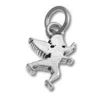 Silver dancing jester charm pendant