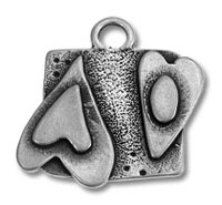 Silver heart cube pendant charm