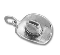 Silver cowboy hat charm pendant