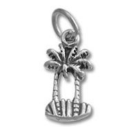 Small silver palm tree charm pendant