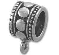 silver bead charm with dangling loop