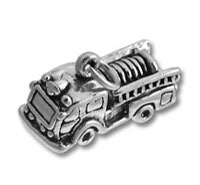 Small silver fire truck charm
