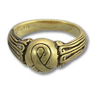 Gold signet ring with awareness ribbon