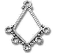 Silver diamond-shaped pendant connector with decorative loops