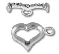 Silver heart toggle clasp jewelry findings