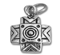 Silver geometric cross pendant charm