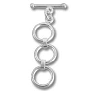 Silver toggle clasp with three linked rings