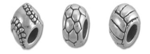 Three silver textured spacer beads for jewelry
